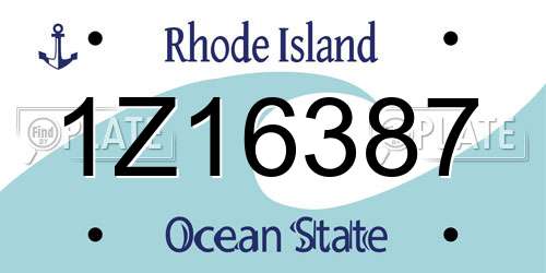 1Z16387 Rhode Island License Plate