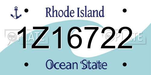 1Z16722 Rhode Island License Plate