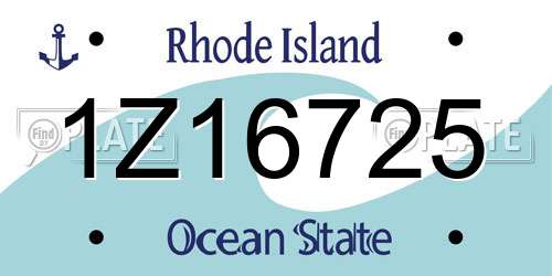 1Z16725 Rhode Island License Plate