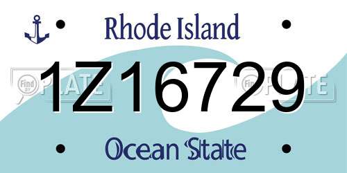 1Z16729 Rhode Island License Plate