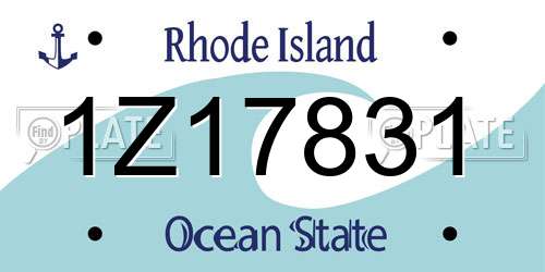1Z17831 Rhode Island License Plate