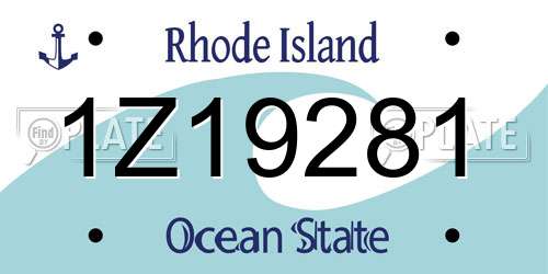 1Z19281 Rhode Island License Plate