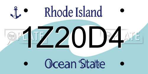 1Z20D4 Rhode Island License Plate