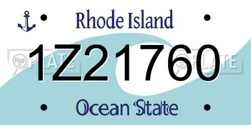 1Z21760 Rhode Island License Plate