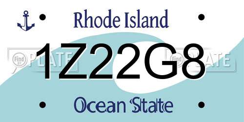 1Z22G8 Rhode Island License Plate