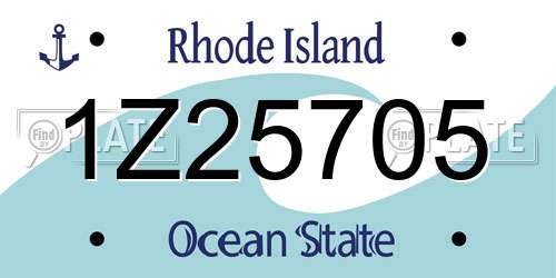 1Z25705 Rhode Island License Plate