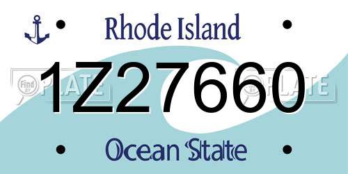 1Z27660 Rhode Island License Plate