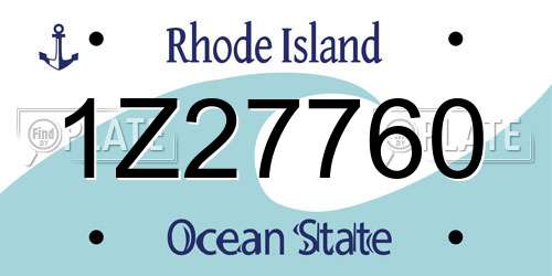1Z27760 Rhode Island License Plate