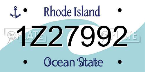 1Z27992 Rhode Island License Plate