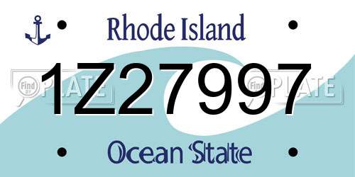 1Z27997 Rhode Island License Plate