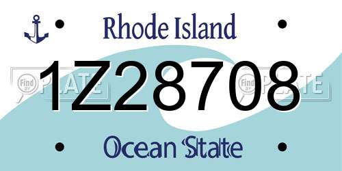 1Z28708 Rhode Island License Plate