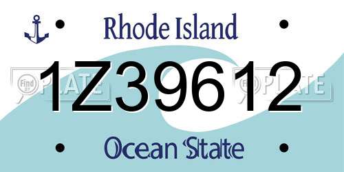 1Z39612 Rhode Island License Plate