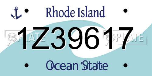 1Z39617 Rhode Island License Plate