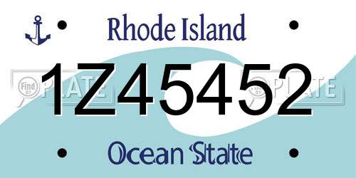 1Z45452 Rhode Island License Plate