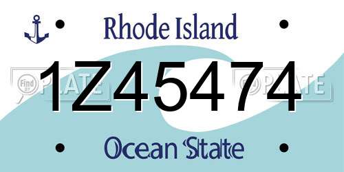 1Z45474 Rhode Island License Plate