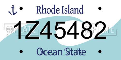 1Z45482 Rhode Island License Plate
