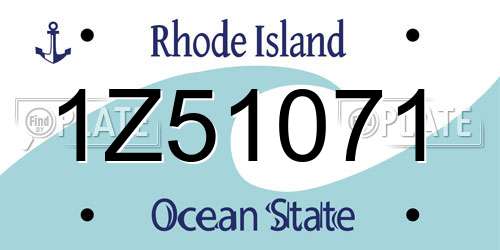 1Z51071 Rhode Island License Plate