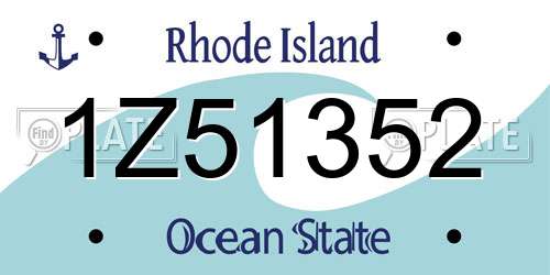1Z51352 Rhode Island License Plate