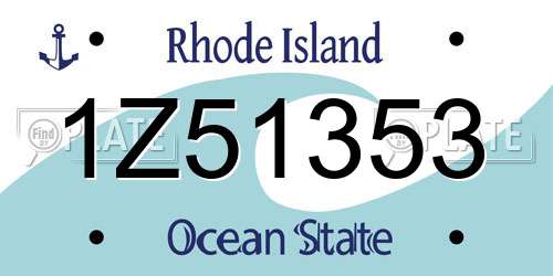 1Z51353 Rhode Island License Plate