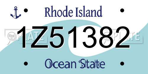 1Z51382 Rhode Island License Plate