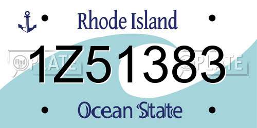 1Z51383 Rhode Island License Plate