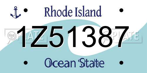 1Z51387 Rhode Island License Plate