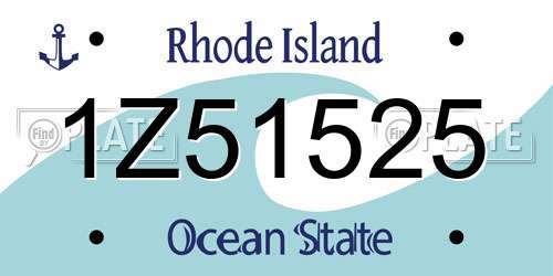 1Z51525 Rhode Island License Plate