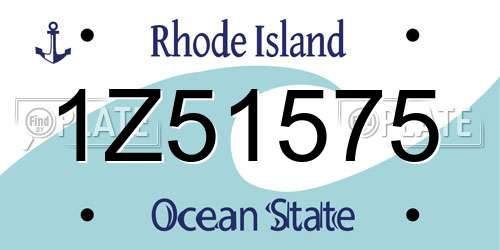 1Z51575 Rhode Island License Plate