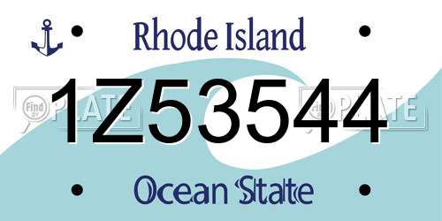 1Z53544 Rhode Island License Plate