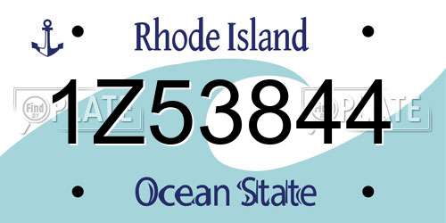 1Z53844 Rhode Island License Plate