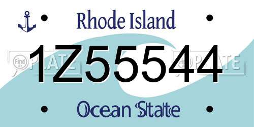 1Z55544 Rhode Island License Plate