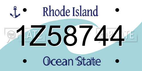1Z58744 Rhode Island License Plate