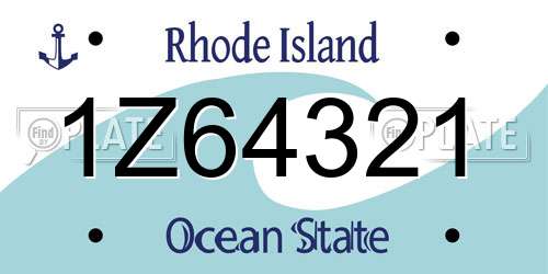 1Z64321 Rhode Island License Plate