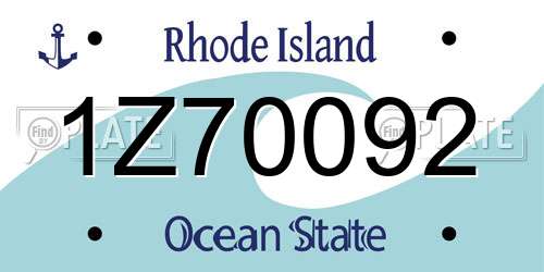 1Z70092 Rhode Island License Plate