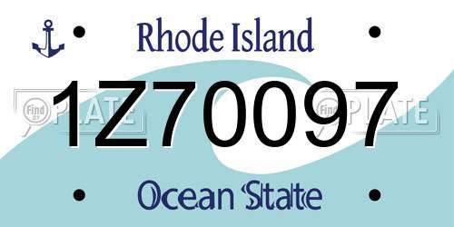 1Z70097 Rhode Island License Plate