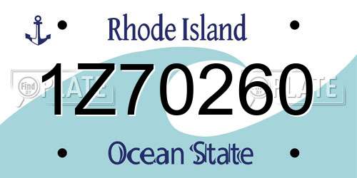 1Z70260 Rhode Island License Plate