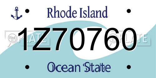 1Z70760 Rhode Island License Plate