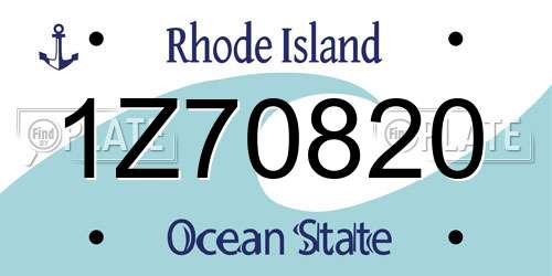 1Z70820 Rhode Island License Plate