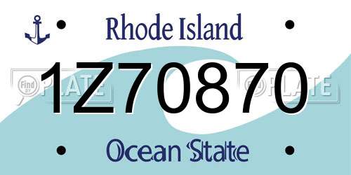1Z70870 Rhode Island License Plate
