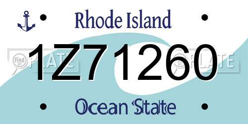 1Z71260 Rhode Island License Plate
