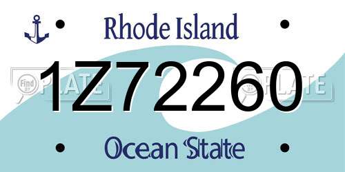 1Z72260 Rhode Island License Plate