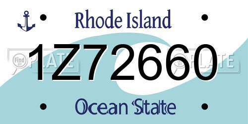 1Z72660 Rhode Island License Plate