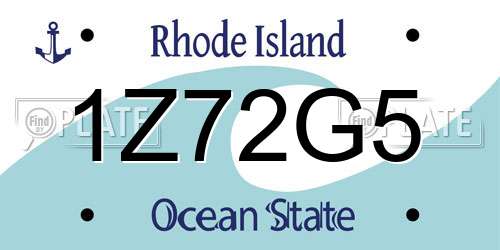 1Z72G5 Rhode Island License Plate