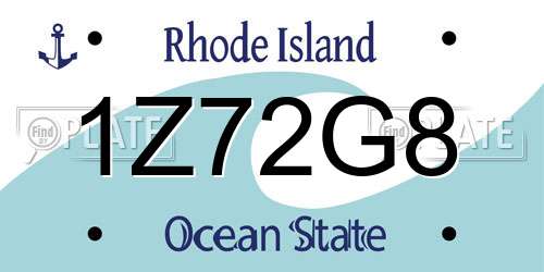 1Z72G8 Rhode Island License Plate