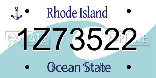 1Z73522 Rhode Island License Plate