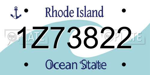1Z73822 Rhode Island License Plate