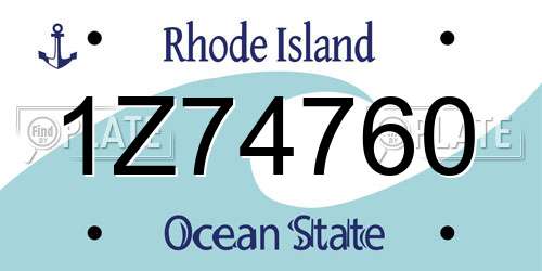 1Z74760 Rhode Island License Plate