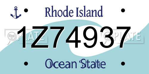 1Z74937 Rhode Island License Plate