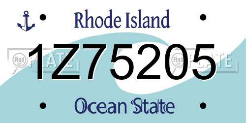 1Z75205 Rhode Island License Plate