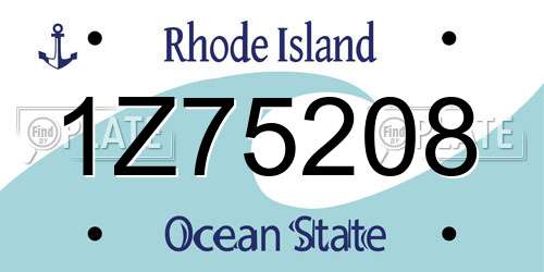 1Z75208 Rhode Island License Plate